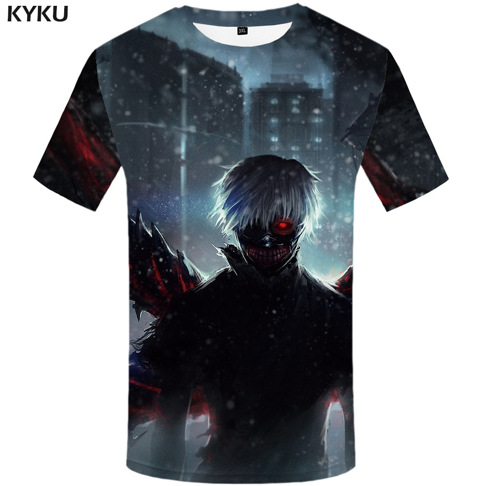 Tokyo Ghoul T-shirt Men Ken Kaneki T-shirts 3d Graffiti Tshirt Printed Japan Tshirts Casual Blood Anime Clothes-3