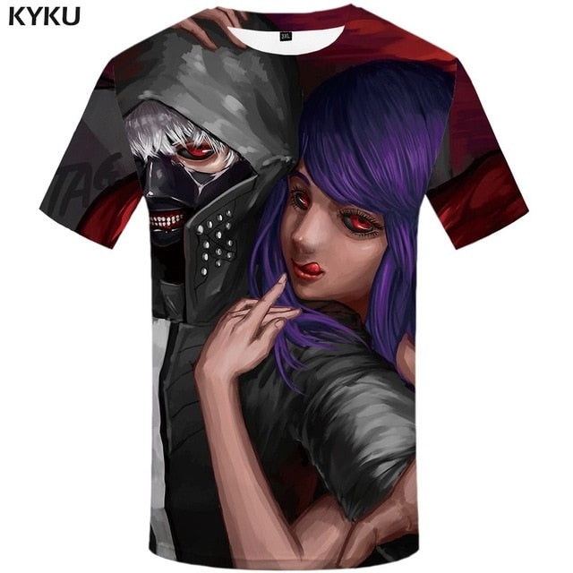 Tokyo Ghoul T-shirt Men Ken Kaneki T-shirts 3d Graffiti Tshirt Printed Japan Tshirts Casual Blood Anime Clothes-9
